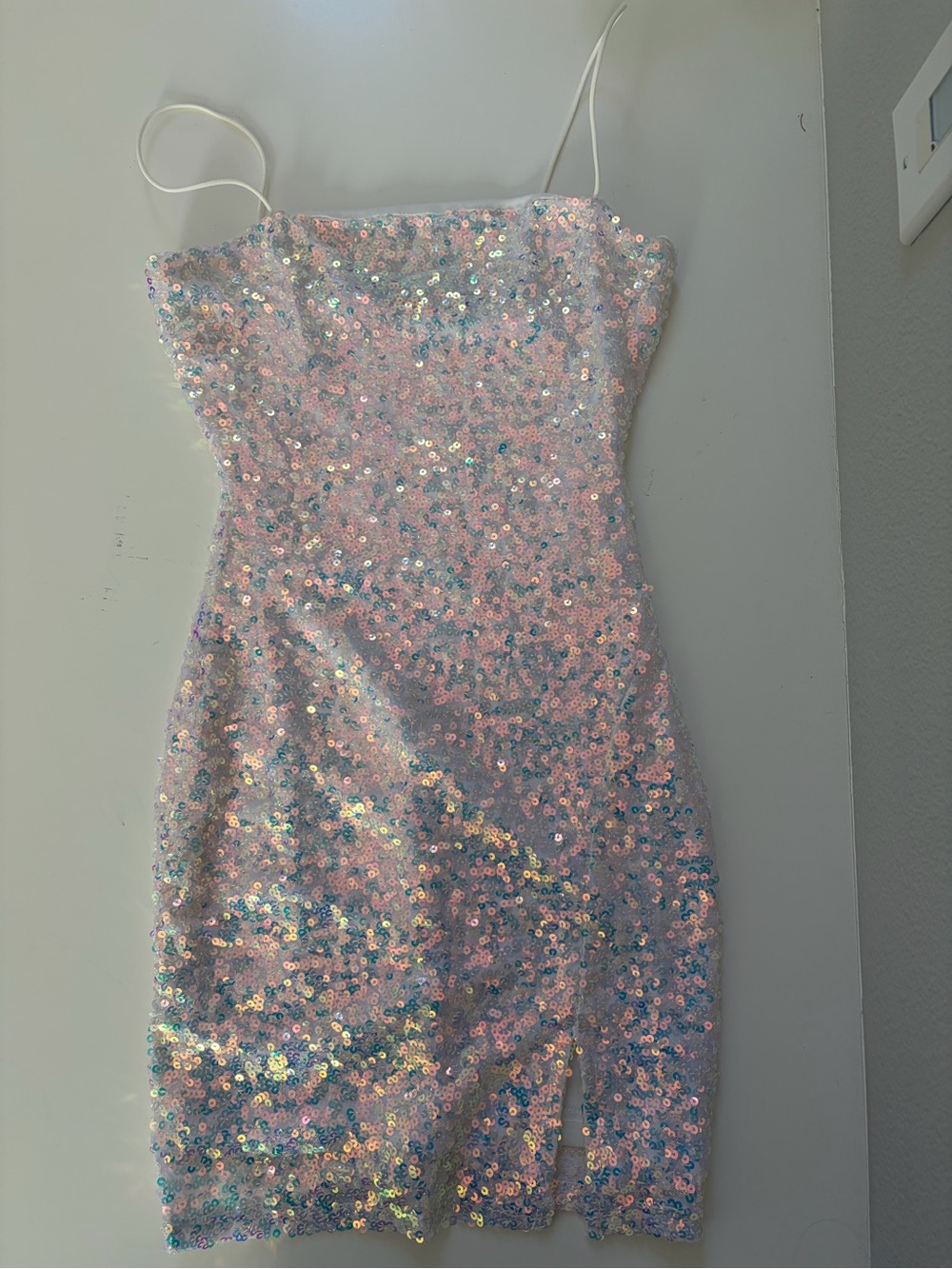 White sequin mini dress-small